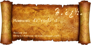 Hamvas Árpád névjegykártya