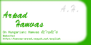 arpad hamvas business card
